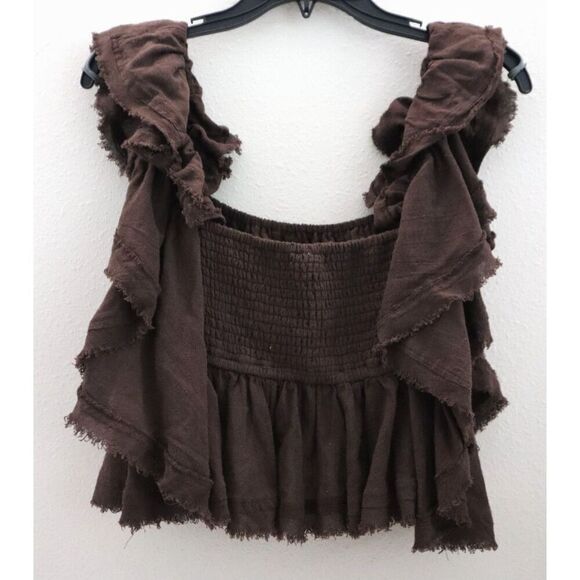 Free People OB1892831 Women Sz XS Coconut Shell Brown Make Waves Reversible Top - Picture 2 of 9